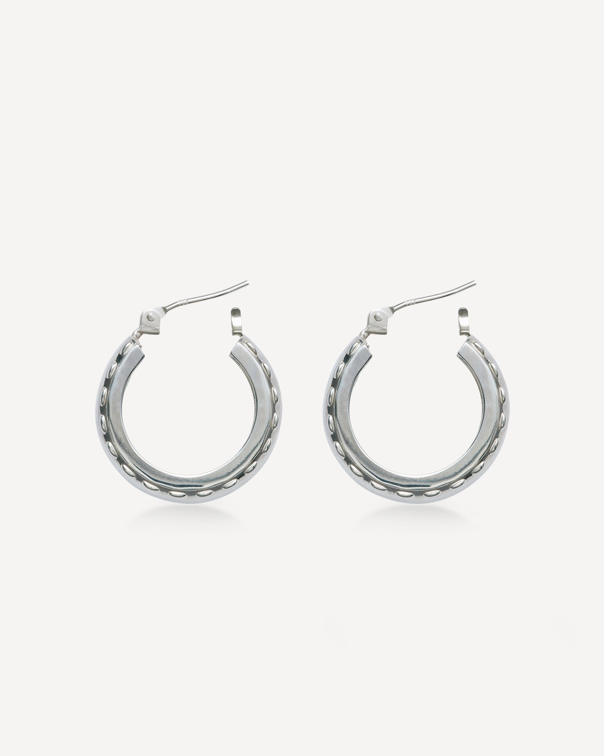 Cord Narrow  Hoop Earrings, Silver