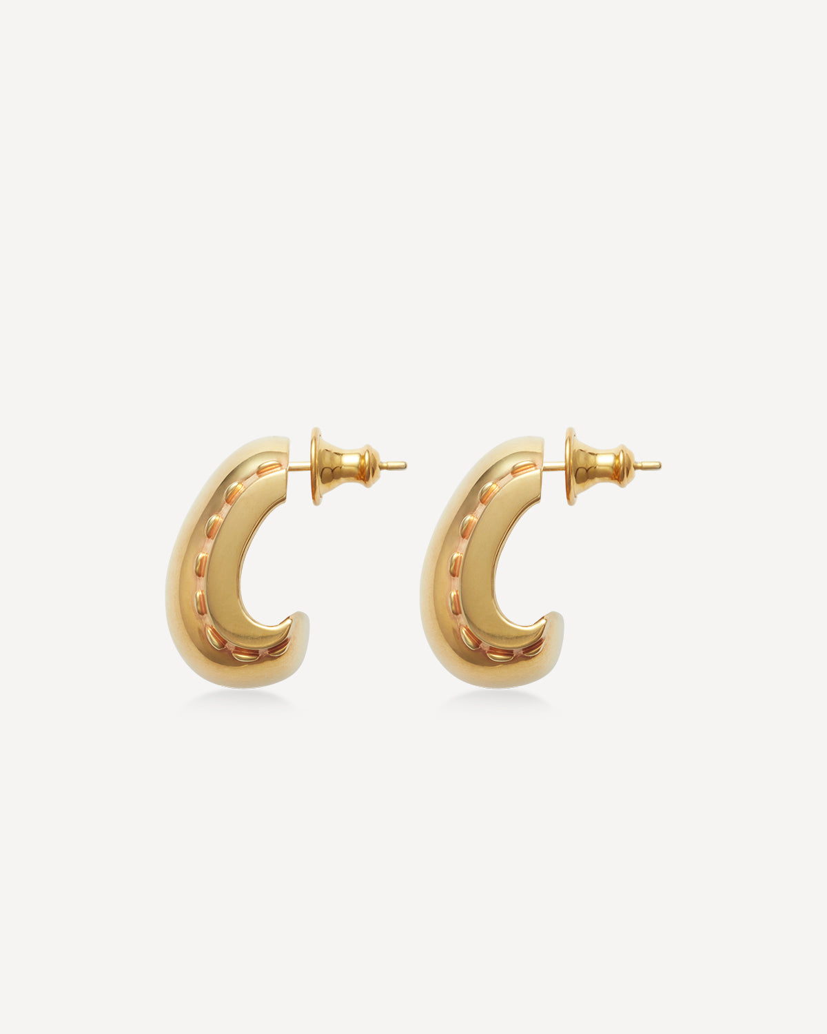 Cord Wide Drop Earrings, ゴールド