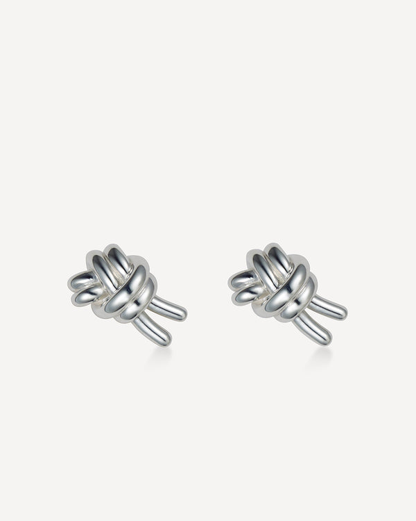 Knot Earrings, Silver