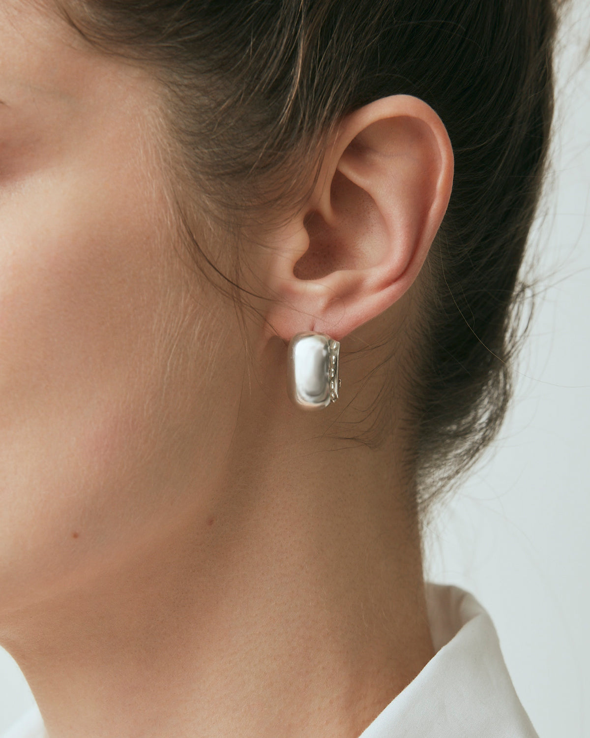Cord Wide Drop Earrings, Silver