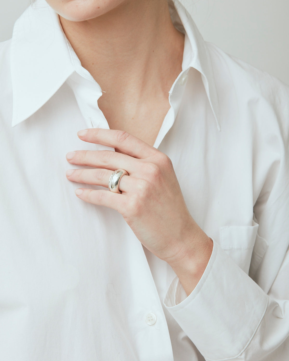 Cord Wide Ring, Silver